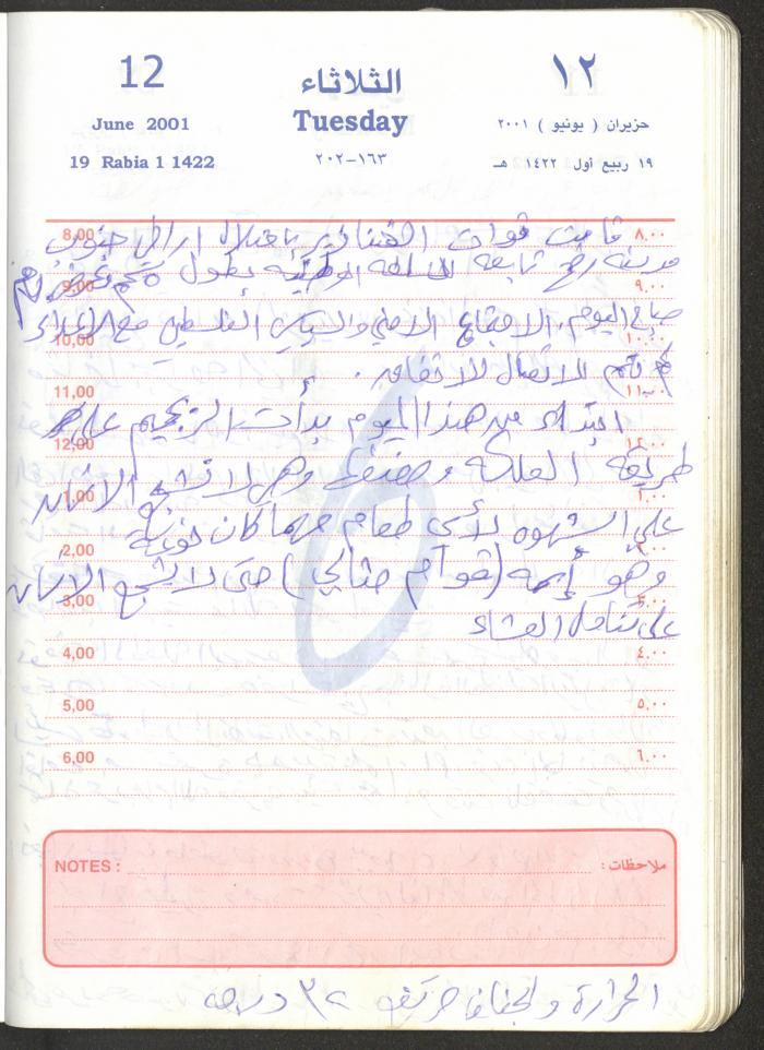 Mahmoud Khreisheh Diaries, Thinnaba- Tulkarm, 2001