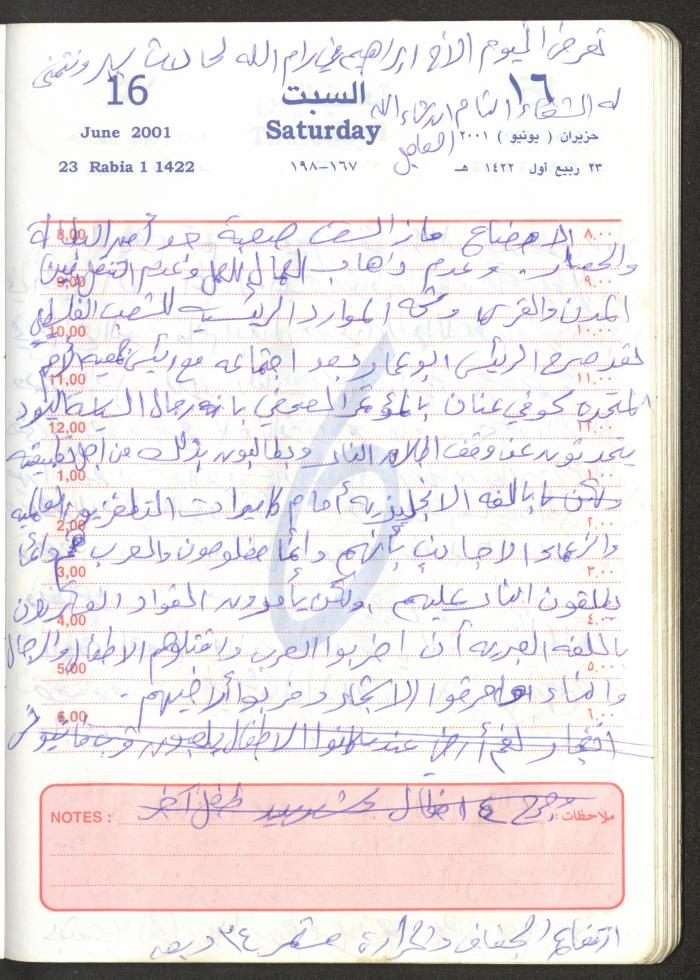 Mahmoud Khreisheh Diaries, Thinnaba- Tulkarm, 2001