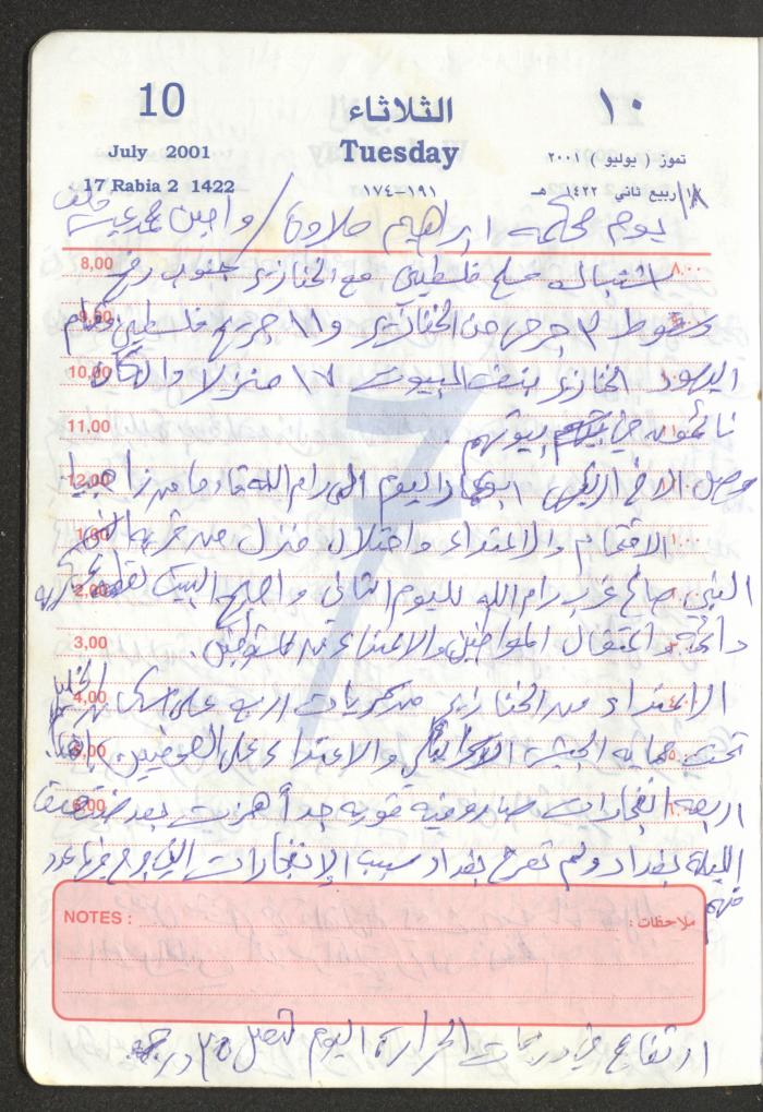 Mahmoud Khreisheh Diaries, Thinnaba- Tulkarm, 2001