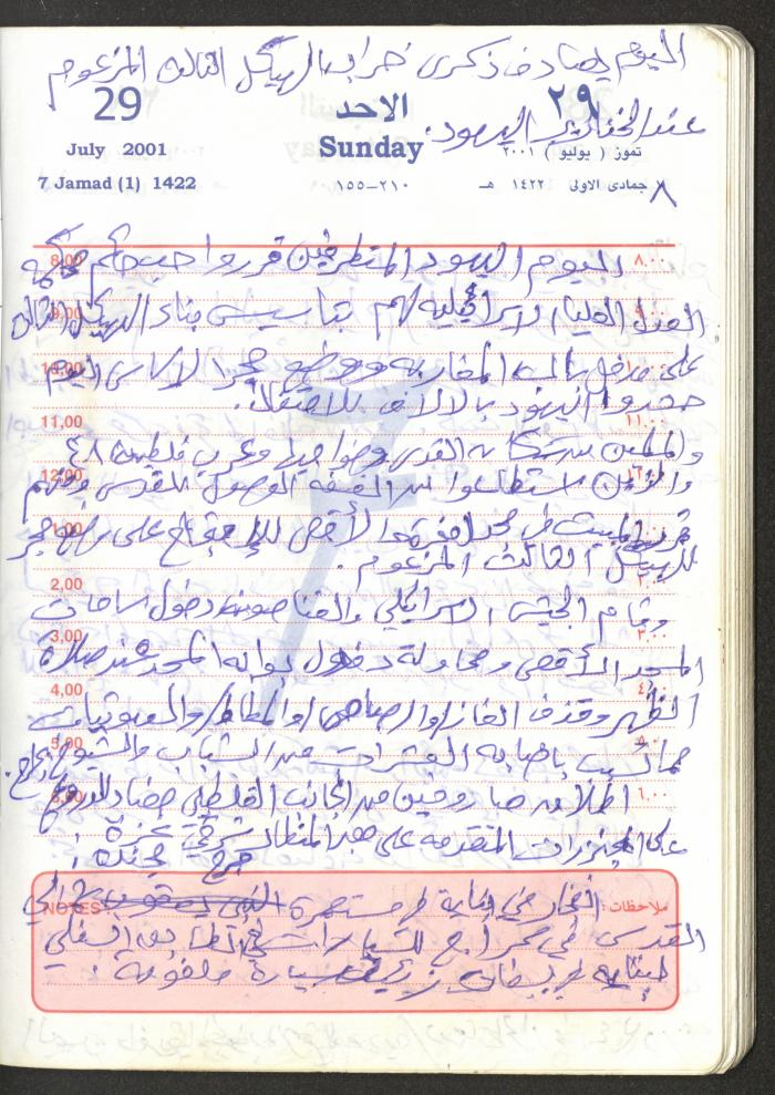 Mahmoud Khreisheh Diaries, Thinnaba- Tulkarm, 2001