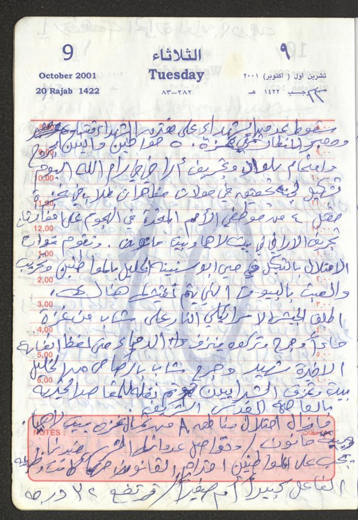 Mahmoud Khreisheh Diaries, Thinnaba- Tulkarm, 2001
