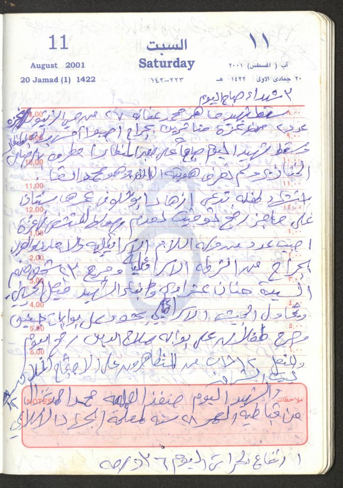 Mahmoud Khreisheh Diaries, Thinnaba- Tulkarm, 2001