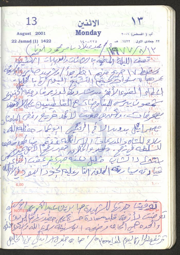 Mahmoud Khreisheh Diaries, Thinnaba- Tulkarm, 2001