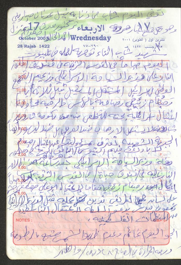 Mahmoud Khreisheh Diaries, Thinnaba- Tulkarm, 2001