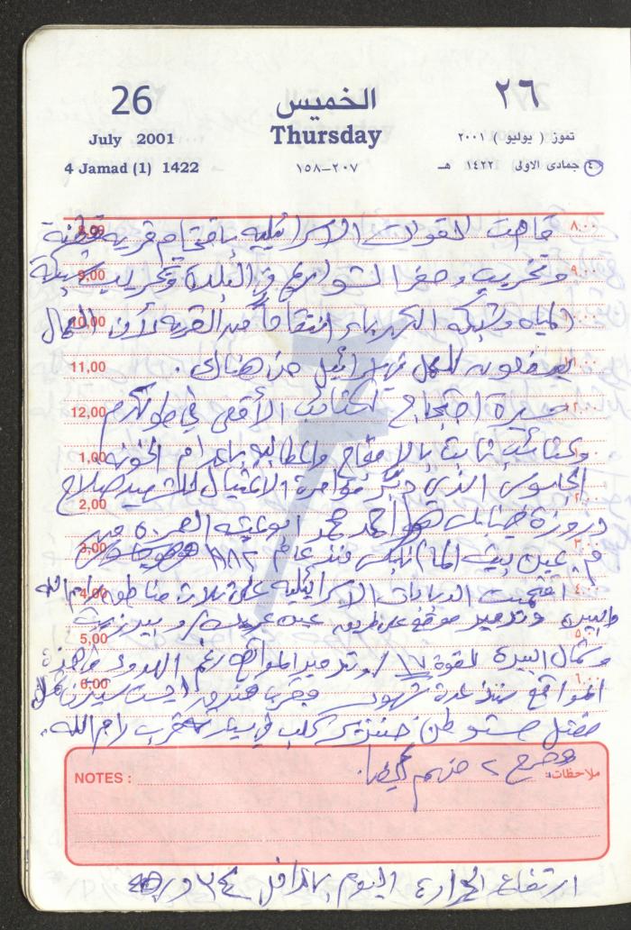 Mahmoud Khreisheh Diaries, Thinnaba- Tulkarm, 2001