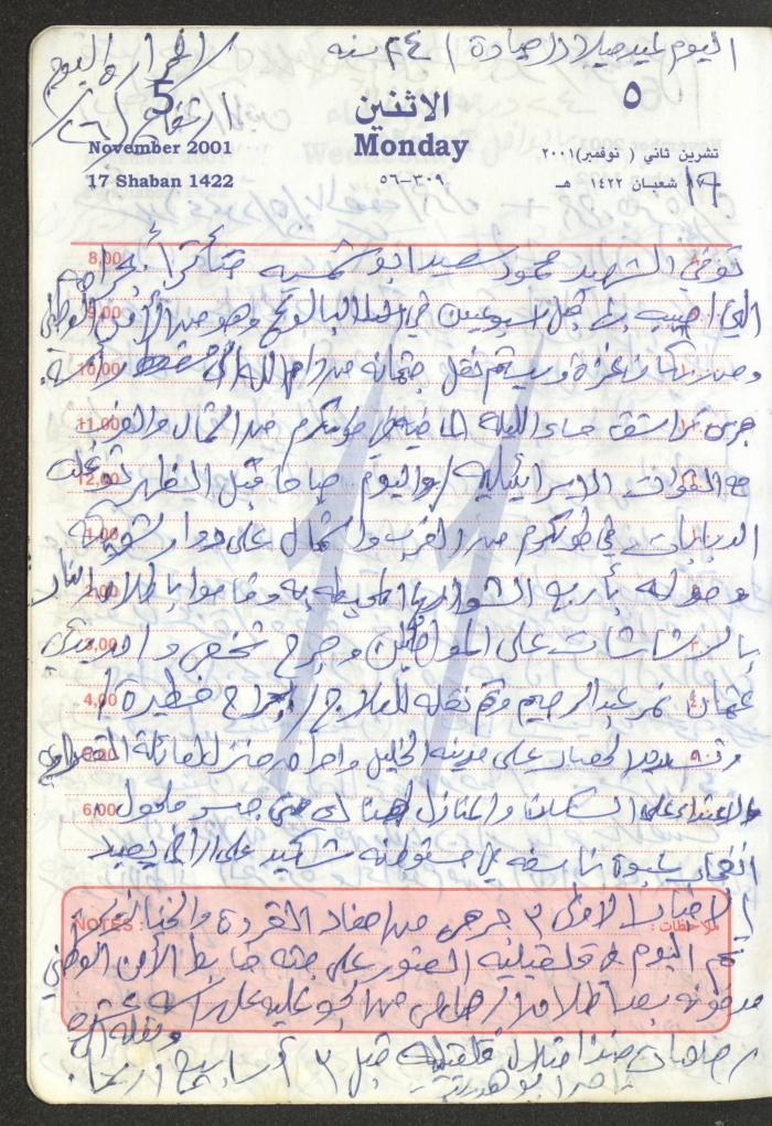 Mahmoud Khreisheh Diaries, Thinnaba- Tulkarm, 2001