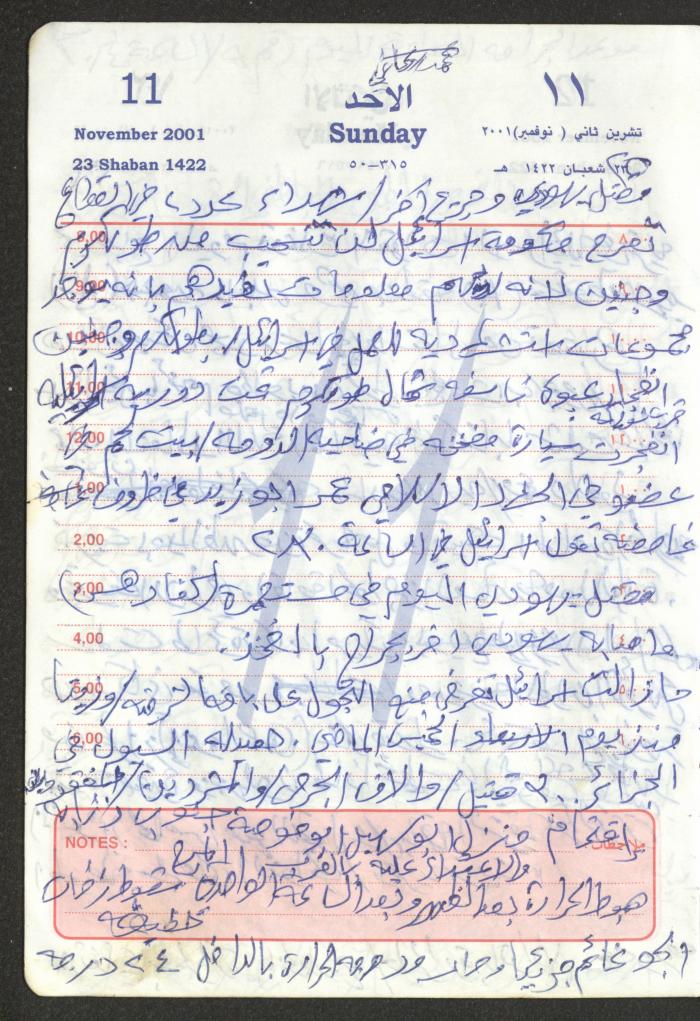 Mahmoud Khreisheh Diaries, Thinnaba- Tulkarm, 2001
