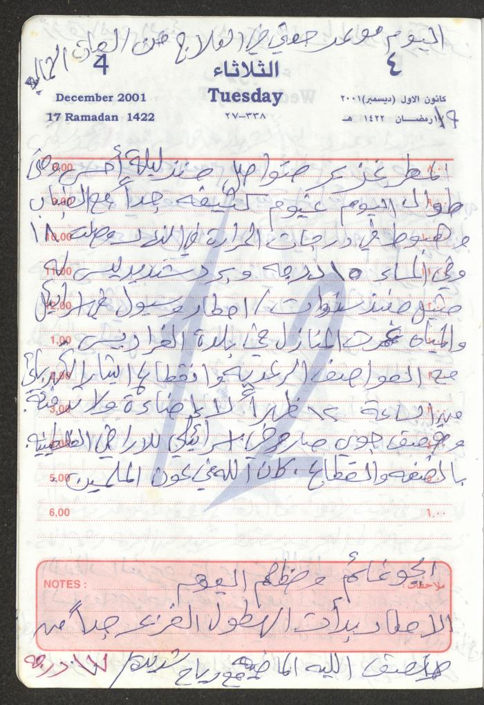Mahmoud Khreisheh Diaries, Thinnaba- Tulkarm, 2001