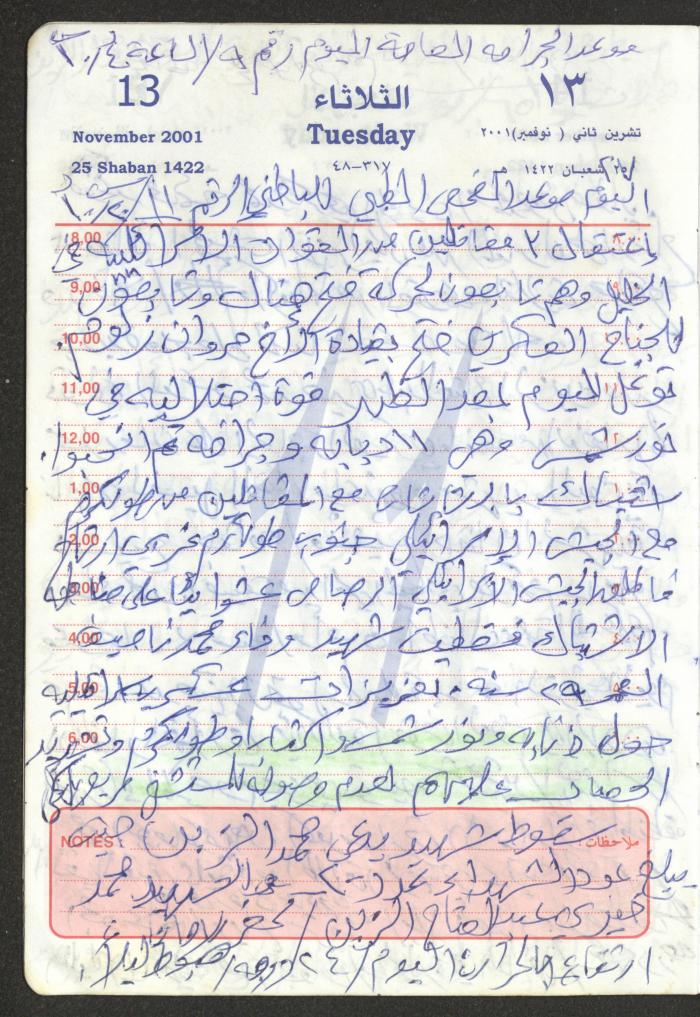 Mahmoud Khreisheh Diaries, Thinnaba- Tulkarm, 2001