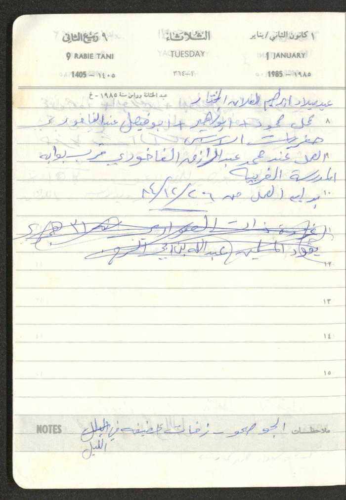 Mahmoud Khreisheh Diaries, Thinnaba- Tulkarm, 1985