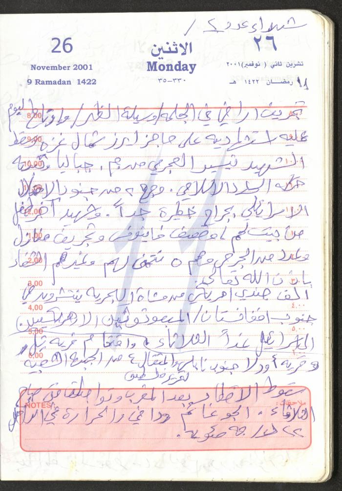 Mahmoud Khreisheh Diaries, Thinnaba- Tulkarm, 2001