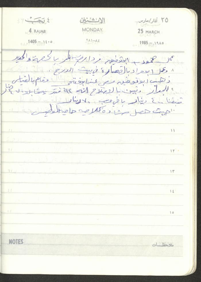 Mahmoud Khreisheh Diaries, Thinnaba- Tulkarm, 1985