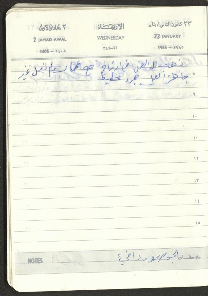 Mahmoud Khreisheh Diaries, Thinnaba- Tulkarm, 1985