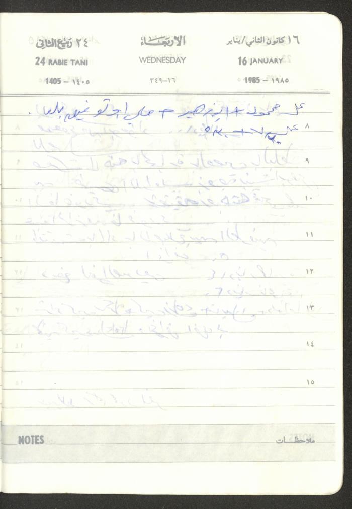 Mahmoud Khreisheh Diaries, Thinnaba- Tulkarm, 1985