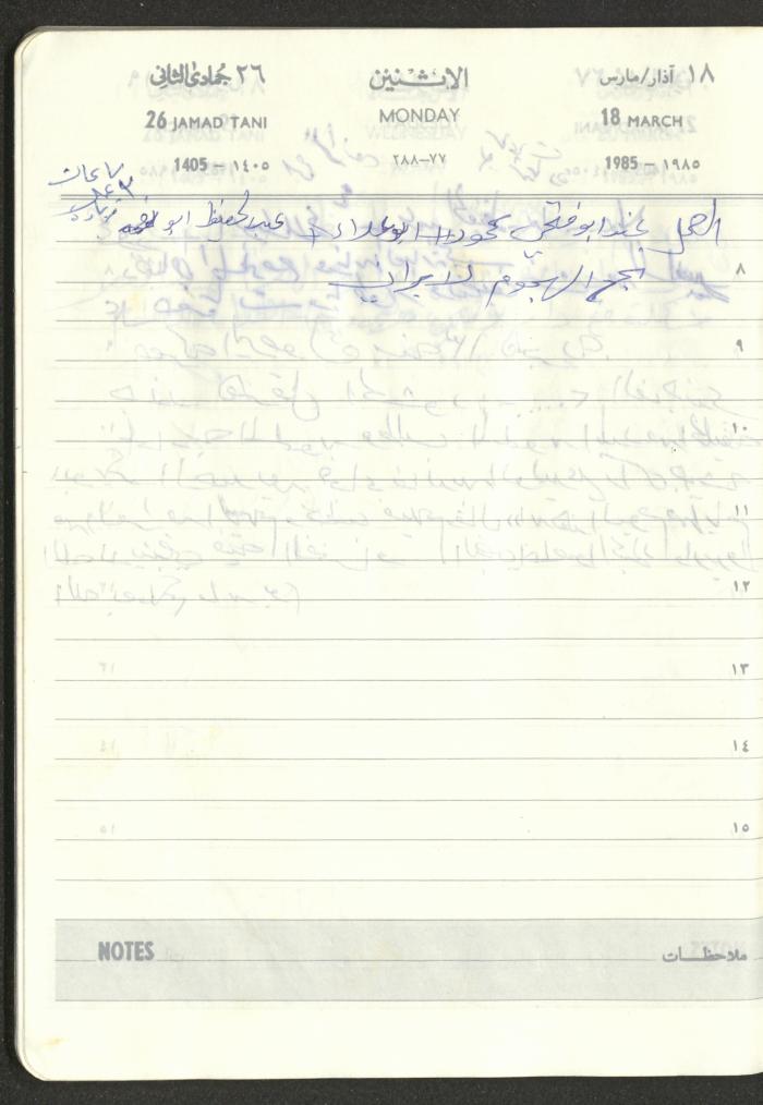 Mahmoud Khreisheh Diaries, Thinnaba- Tulkarm, 1985