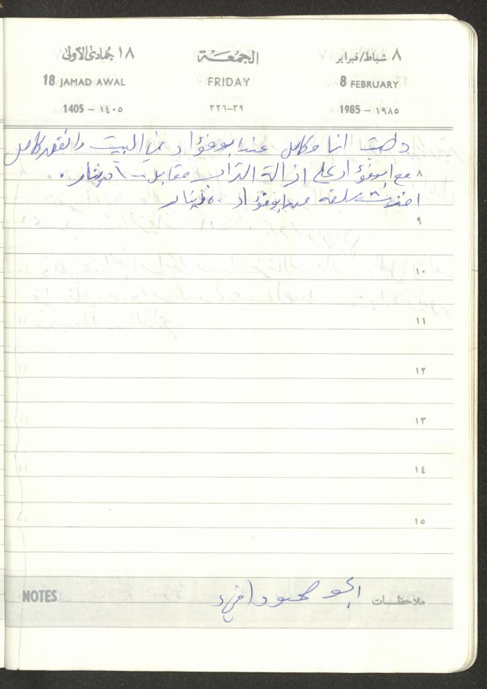 Mahmoud Khreisheh Diaries, Thinnaba- Tulkarm, 1985