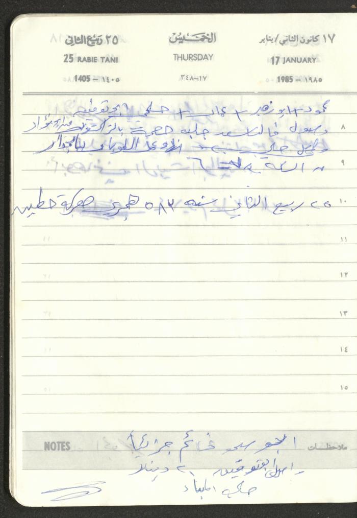 Mahmoud Khreisheh Diaries, Thinnaba- Tulkarm, 1985
