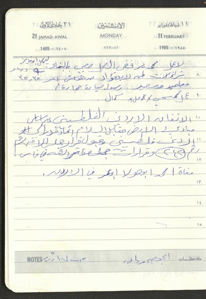 Mahmoud Khreisheh Diaries, Thinnaba- Tulkarm, 1985