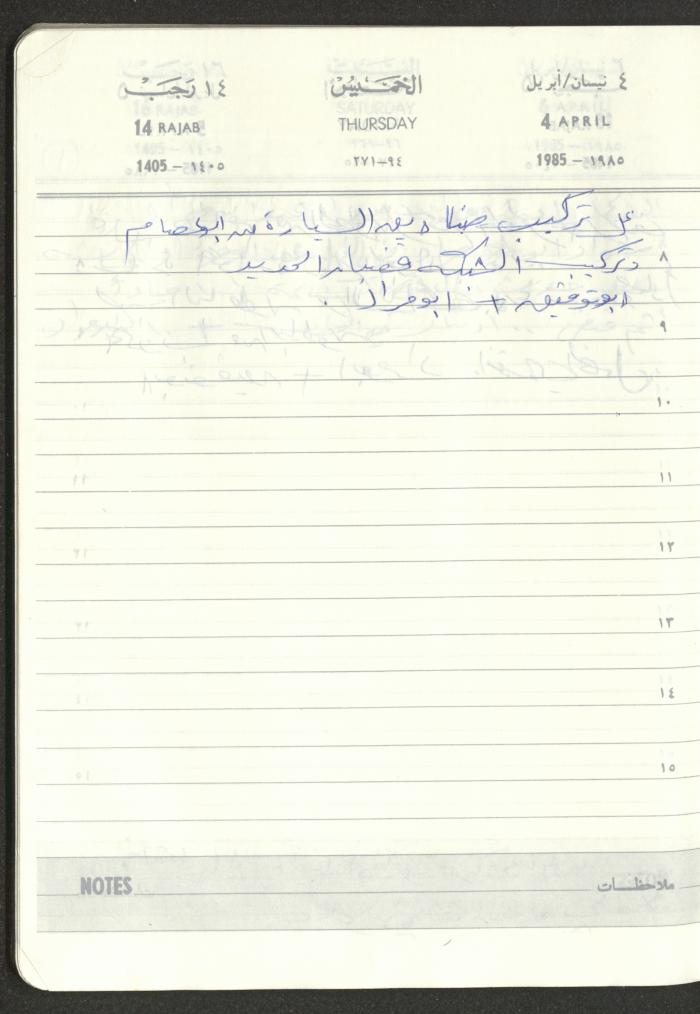 Mahmoud Khreisheh Diaries, Thinnaba- Tulkarm, 1985