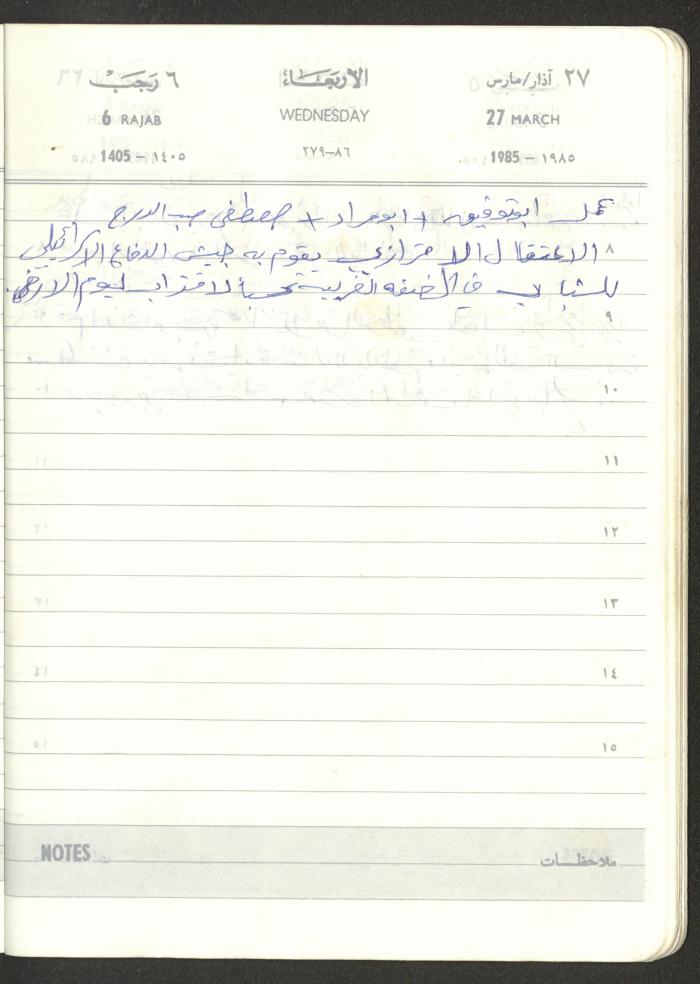 Mahmoud Khreisheh Diaries, Thinnaba- Tulkarm, 1985