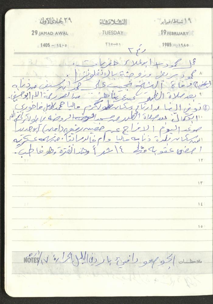 Mahmoud Khreisheh Diaries, Thinnaba- Tulkarm, 1985