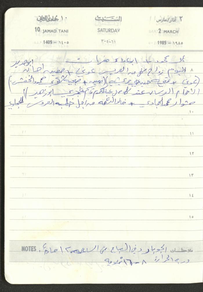Mahmoud Khreisheh Diaries, Thinnaba- Tulkarm, 1985
