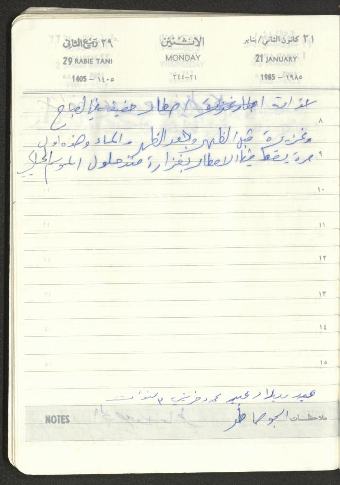 Mahmoud Khreisheh Diaries, Thinnaba- Tulkarm, 1985