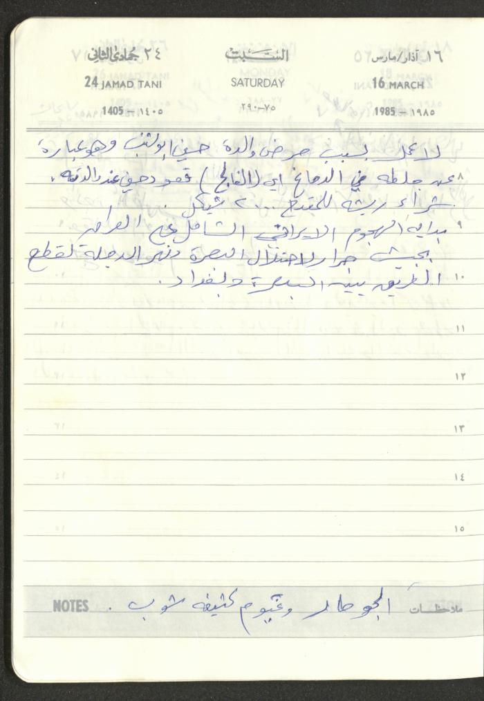 Mahmoud Khreisheh Diaries, Thinnaba- Tulkarm, 1985