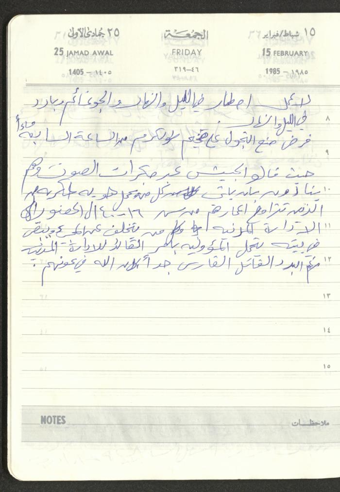 Mahmoud Khreisheh Diaries, Thinnaba- Tulkarm, 1985