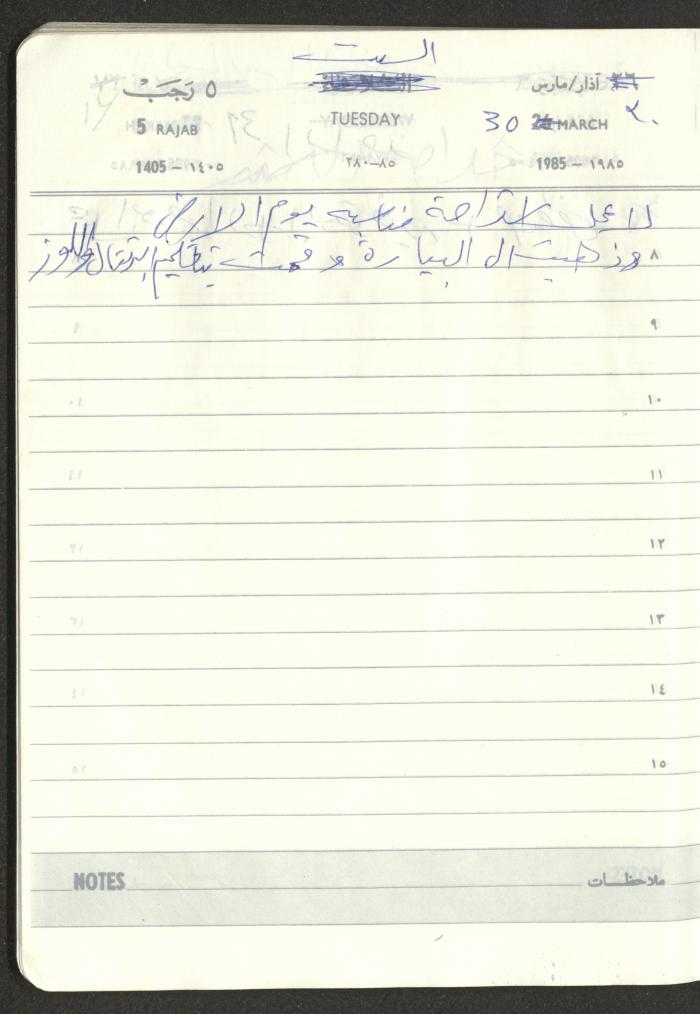 Mahmoud Khreisheh Diaries, Thinnaba- Tulkarm, 1985