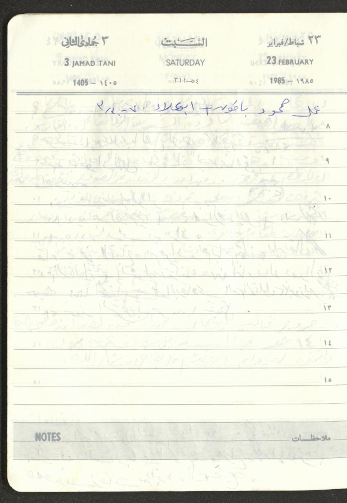 Mahmoud Khreisheh Diaries, Thinnaba- Tulkarm, 1985