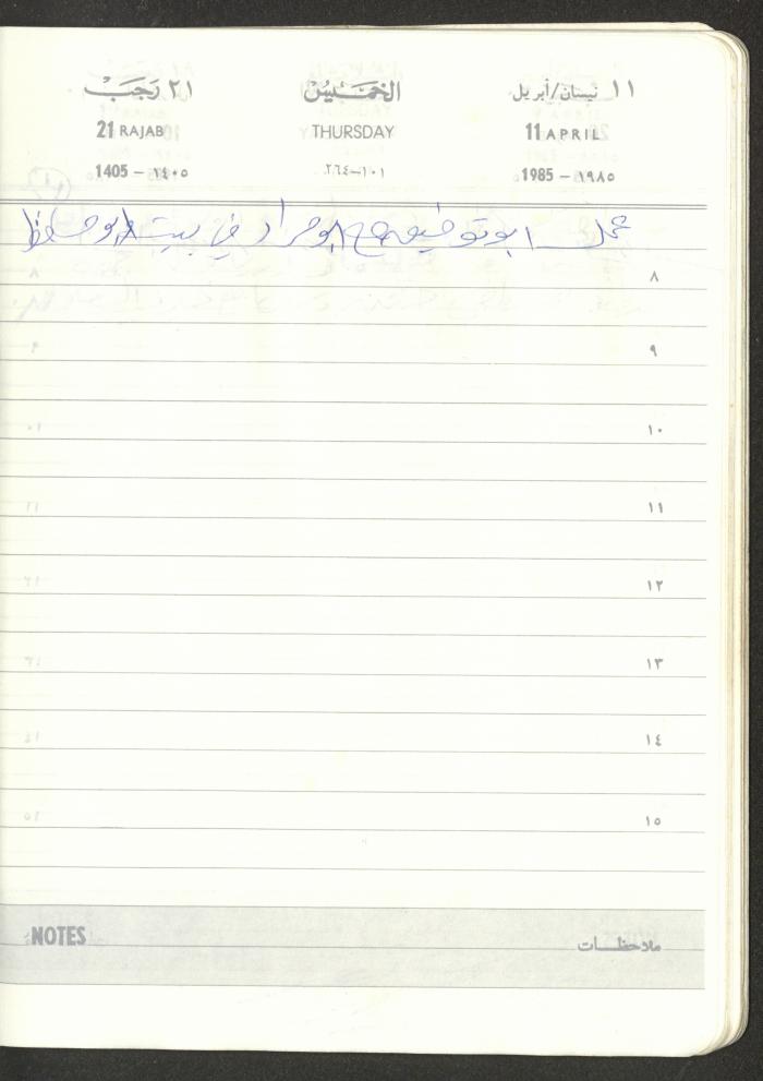 Mahmoud Khreisheh Diaries, Thinnaba- Tulkarm, 1985