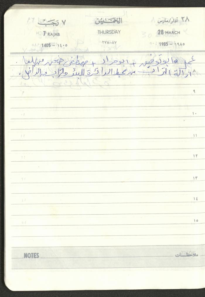Mahmoud Khreisheh Diaries, Thinnaba- Tulkarm, 1985