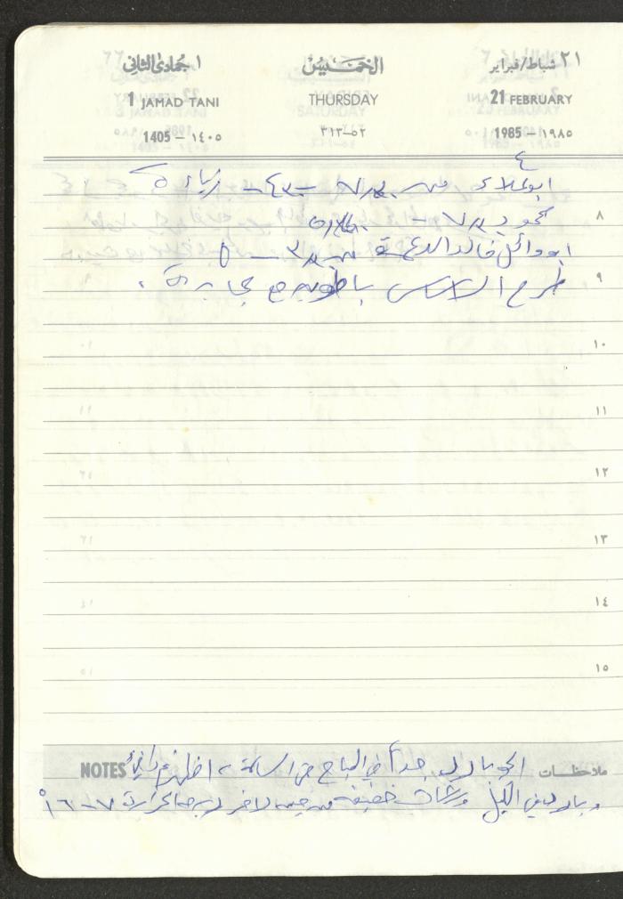Mahmoud Khreisheh Diaries, Thinnaba- Tulkarm, 1985