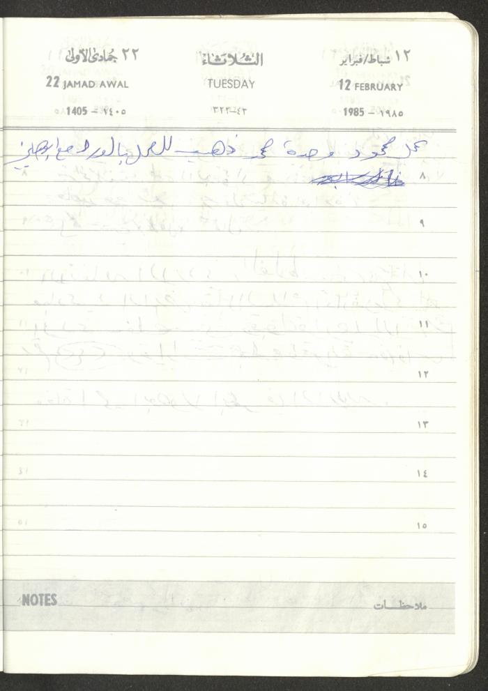Mahmoud Khreisheh Diaries, Thinnaba- Tulkarm, 1985