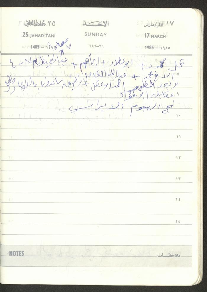 Mahmoud Khreisheh Diaries, Thinnaba- Tulkarm, 1985