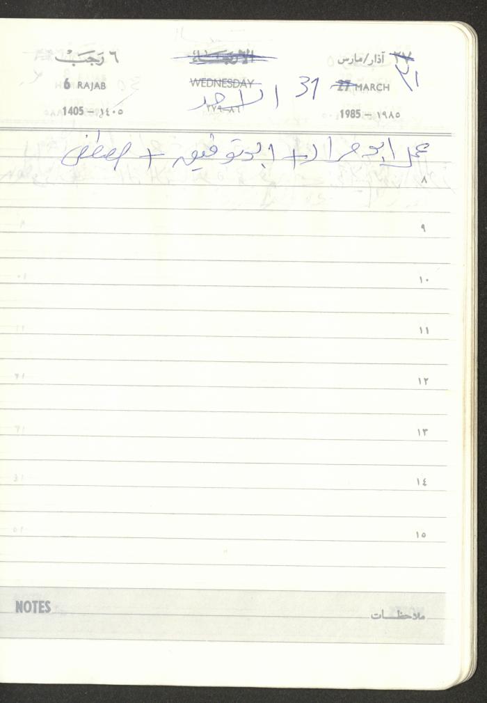 Mahmoud Khreisheh Diaries, Thinnaba- Tulkarm, 1985