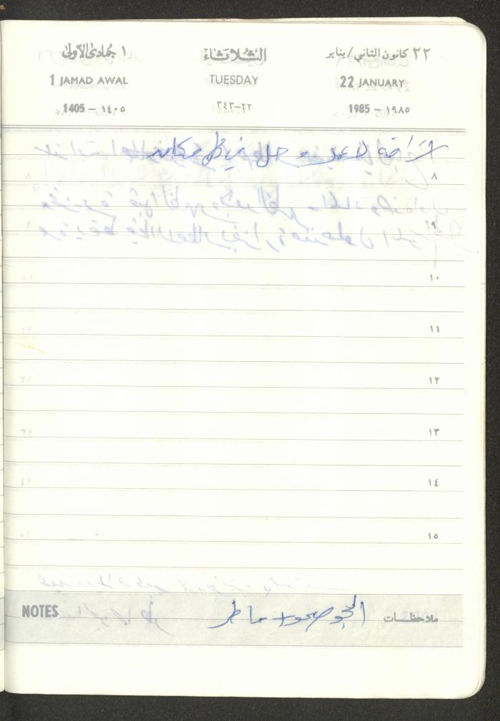 Mahmoud Khreisheh Diaries, Thinnaba- Tulkarm, 1985