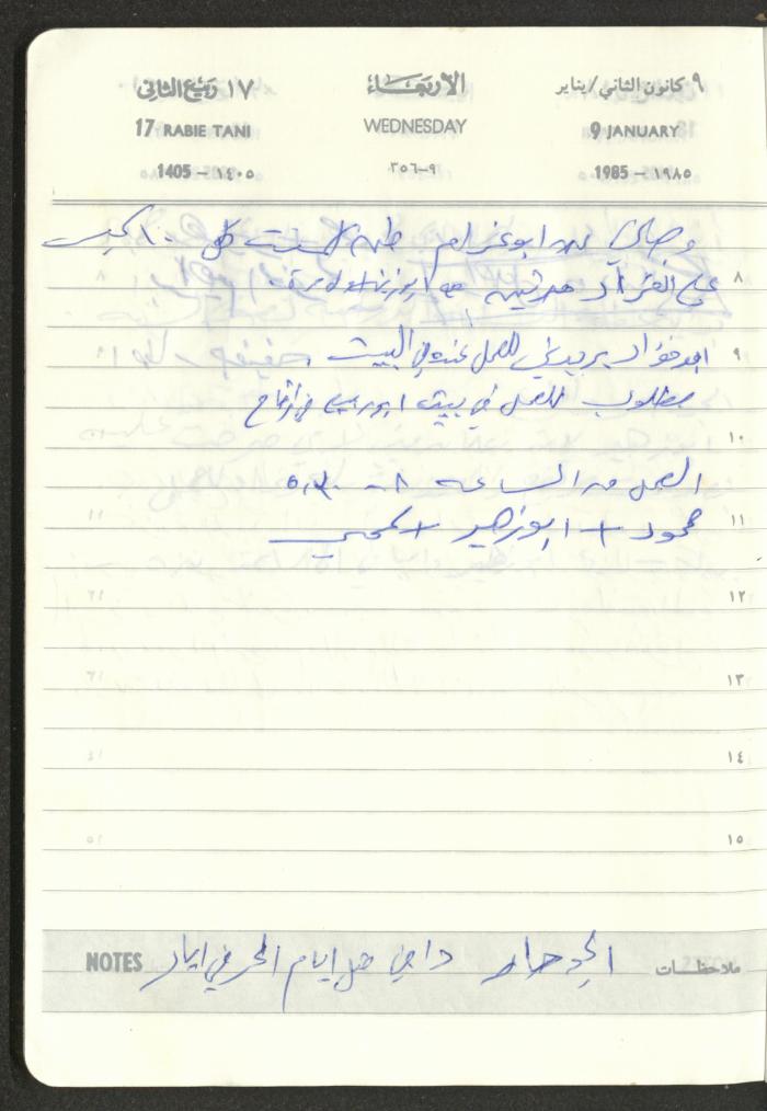 Mahmoud Khreisheh Diaries, Thinnaba- Tulkarm, 1985