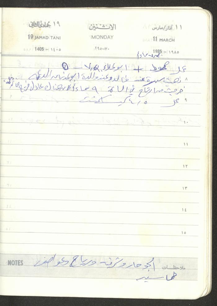 Mahmoud Khreisheh Diaries, Thinnaba- Tulkarm, 1985