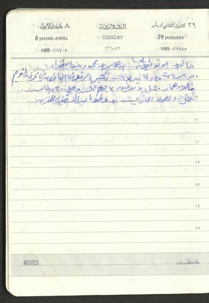 Mahmoud Khreisheh Diaries, Thinnaba- Tulkarm, 1985