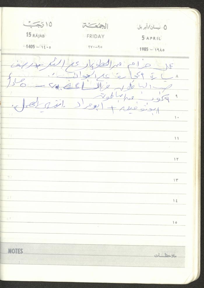 Mahmoud Khreisheh Diaries, Thinnaba- Tulkarm, 1985