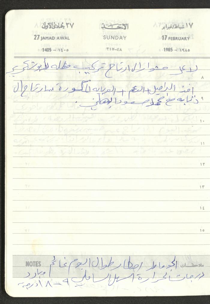 Mahmoud Khreisheh Diaries, Thinnaba- Tulkarm, 1985