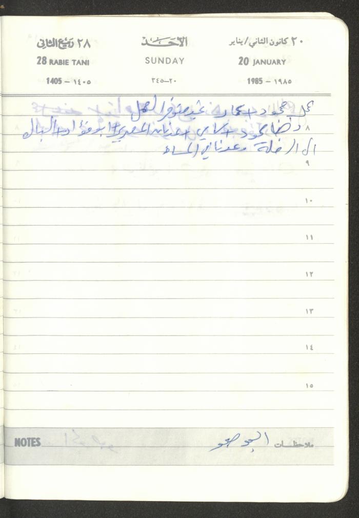 Mahmoud Khreisheh Diaries, Thinnaba- Tulkarm, 1985