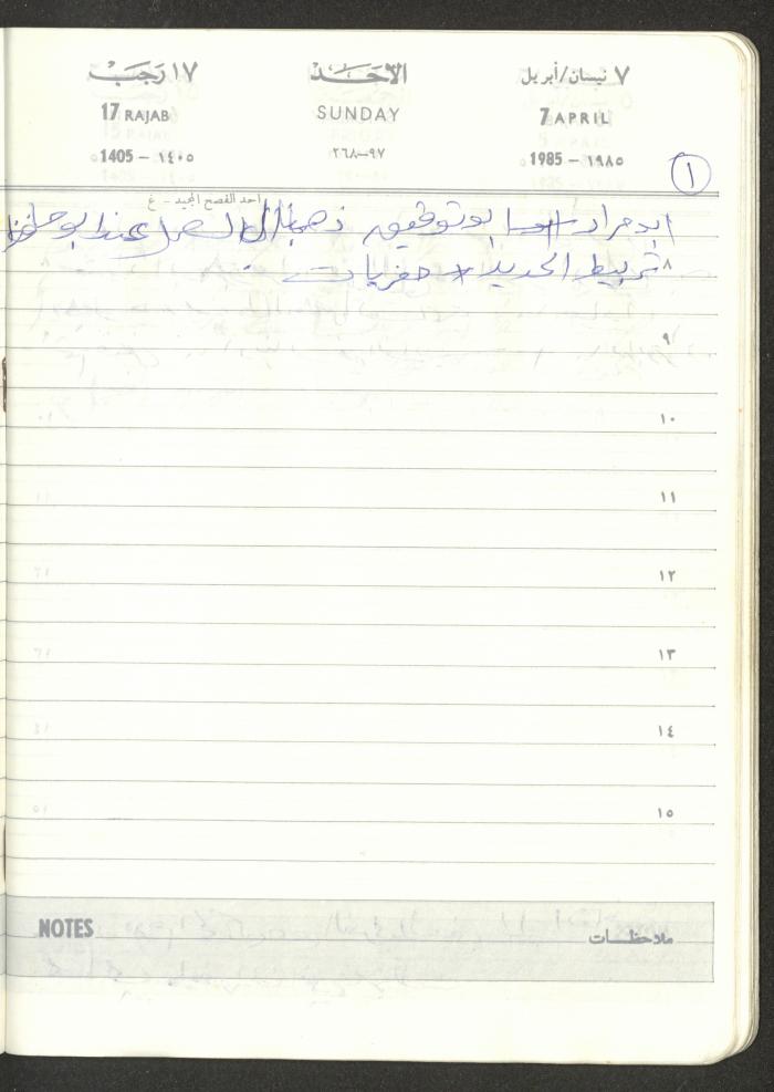 Mahmoud Khreisheh Diaries, Thinnaba- Tulkarm, 1985