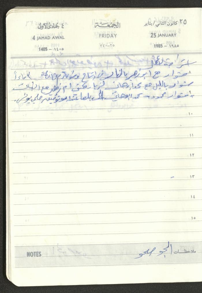 Mahmoud Khreisheh Diaries, Thinnaba- Tulkarm, 1985