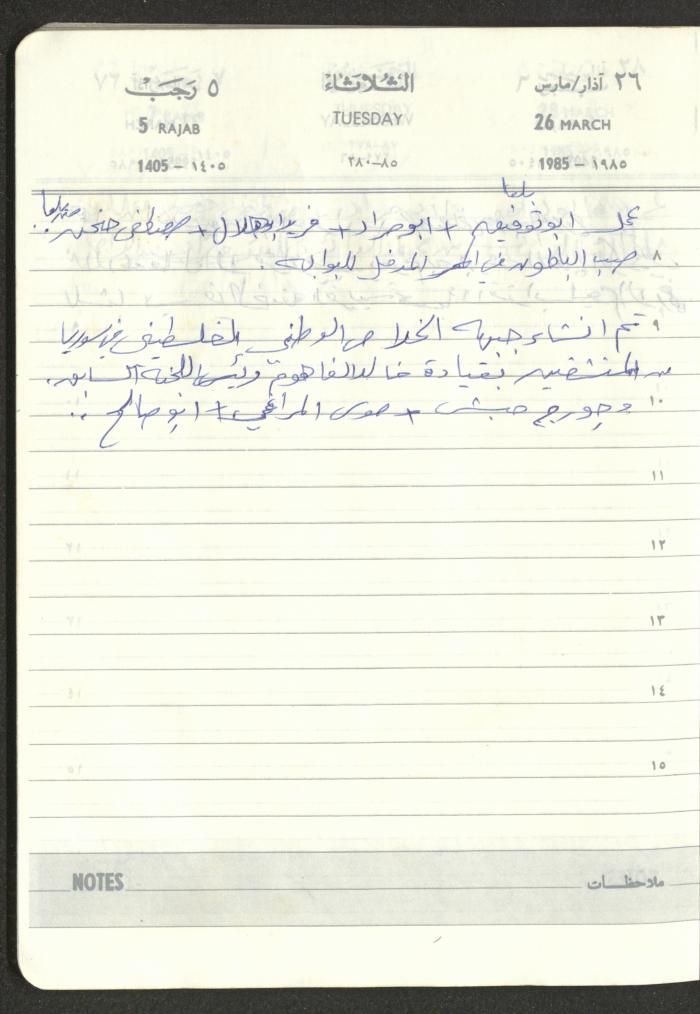 Mahmoud Khreisheh Diaries, Thinnaba- Tulkarm, 1985