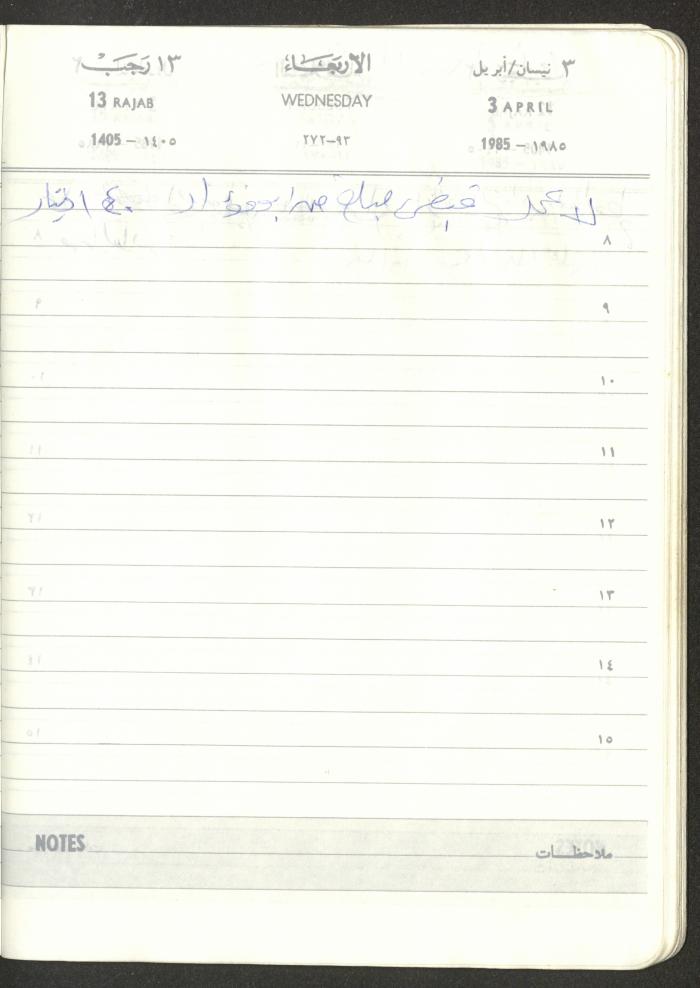 Mahmoud Khreisheh Diaries, Thinnaba- Tulkarm, 1985