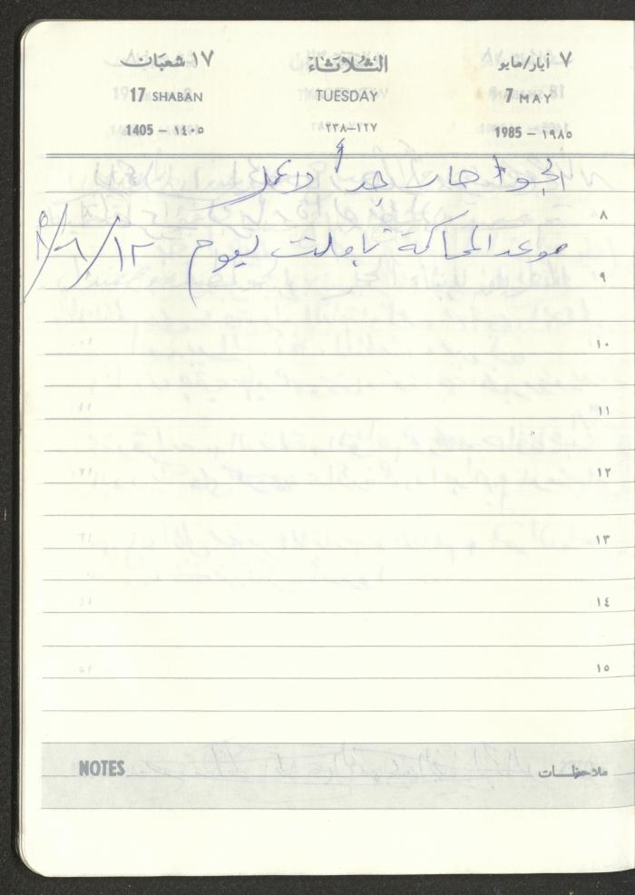 Mahmoud Khreisheh Diaries, Thinnaba- Tulkarm, 1985
