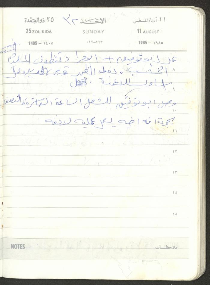 Mahmoud Khreisheh Diaries, Thinnaba- Tulkarm, 1985
